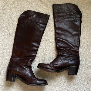 Frye Jane Tall Cuff Riding Boots brown leather